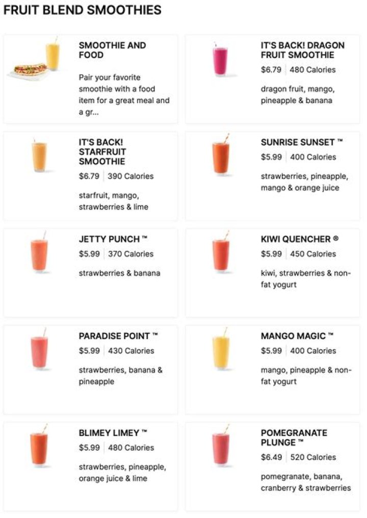 Tropical Smoothie Menu and Prices - SarkariResult